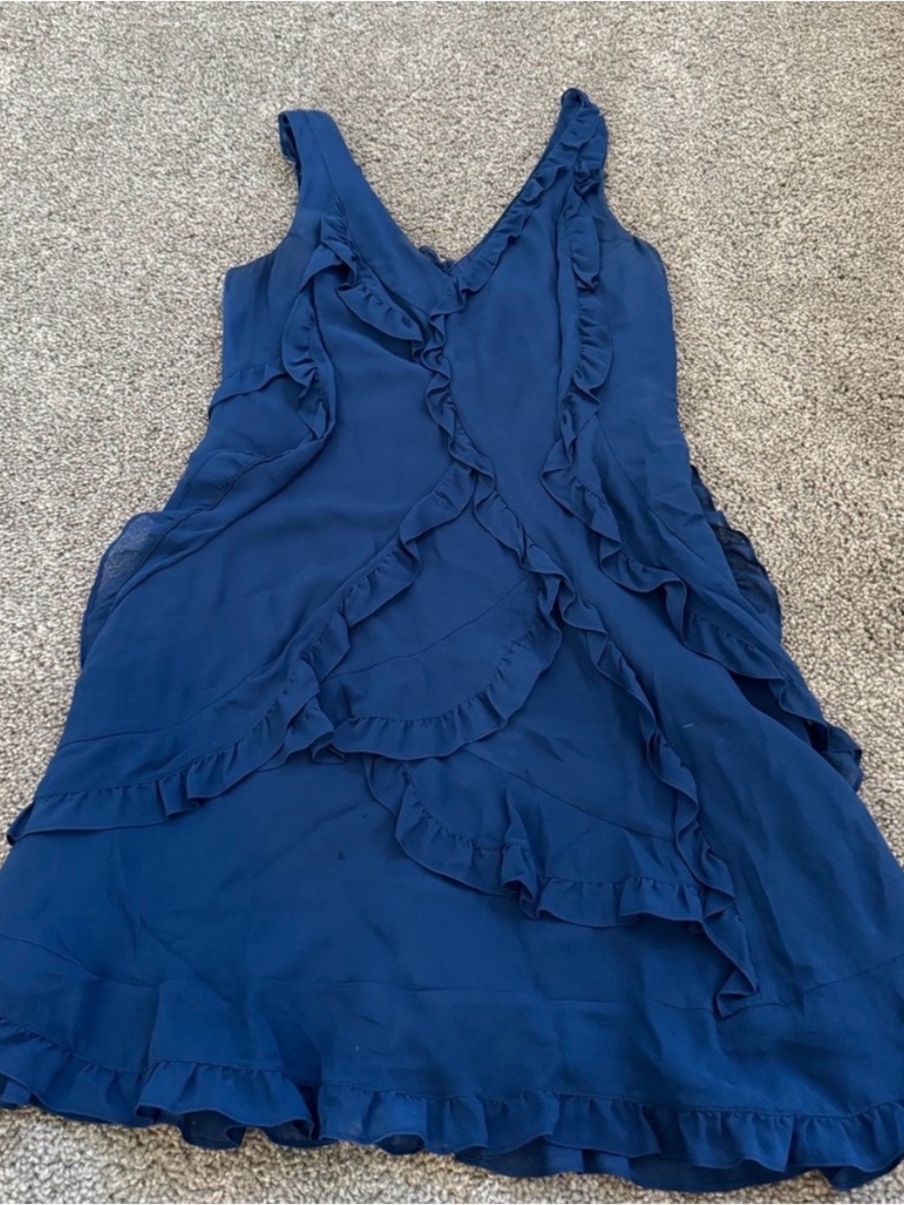 BCBGMaxAzria Royal Blue Ruffle V-Neck Mini Dress